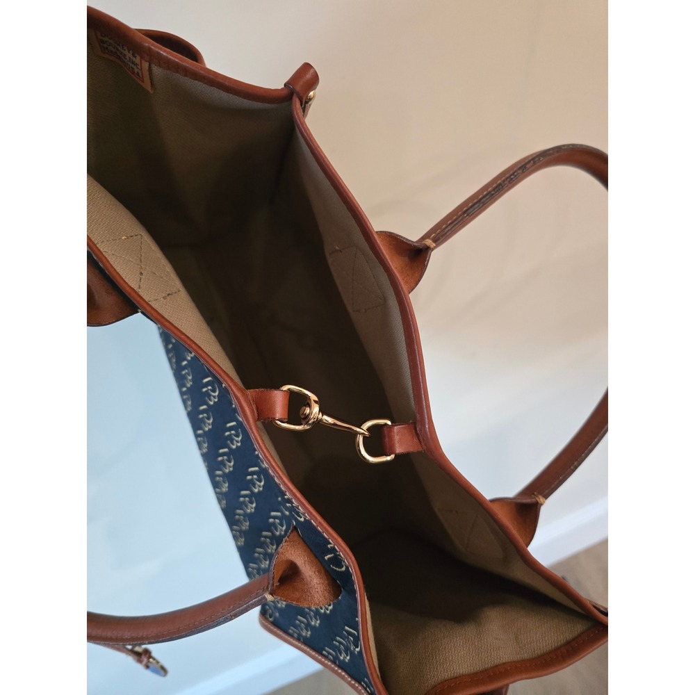 Dooney & Bourke Vintage Monogram Tote Bag Navy Blue Canvas - Picture 6 of 6